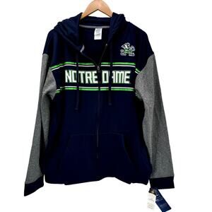Notre Dame Hoodie Mens Medium Full Zip Jacket Blue Gray Green ProEdge NEW